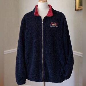 Men's Andy's Fleece San Francisco Jacket Size L Navy Blue and Red